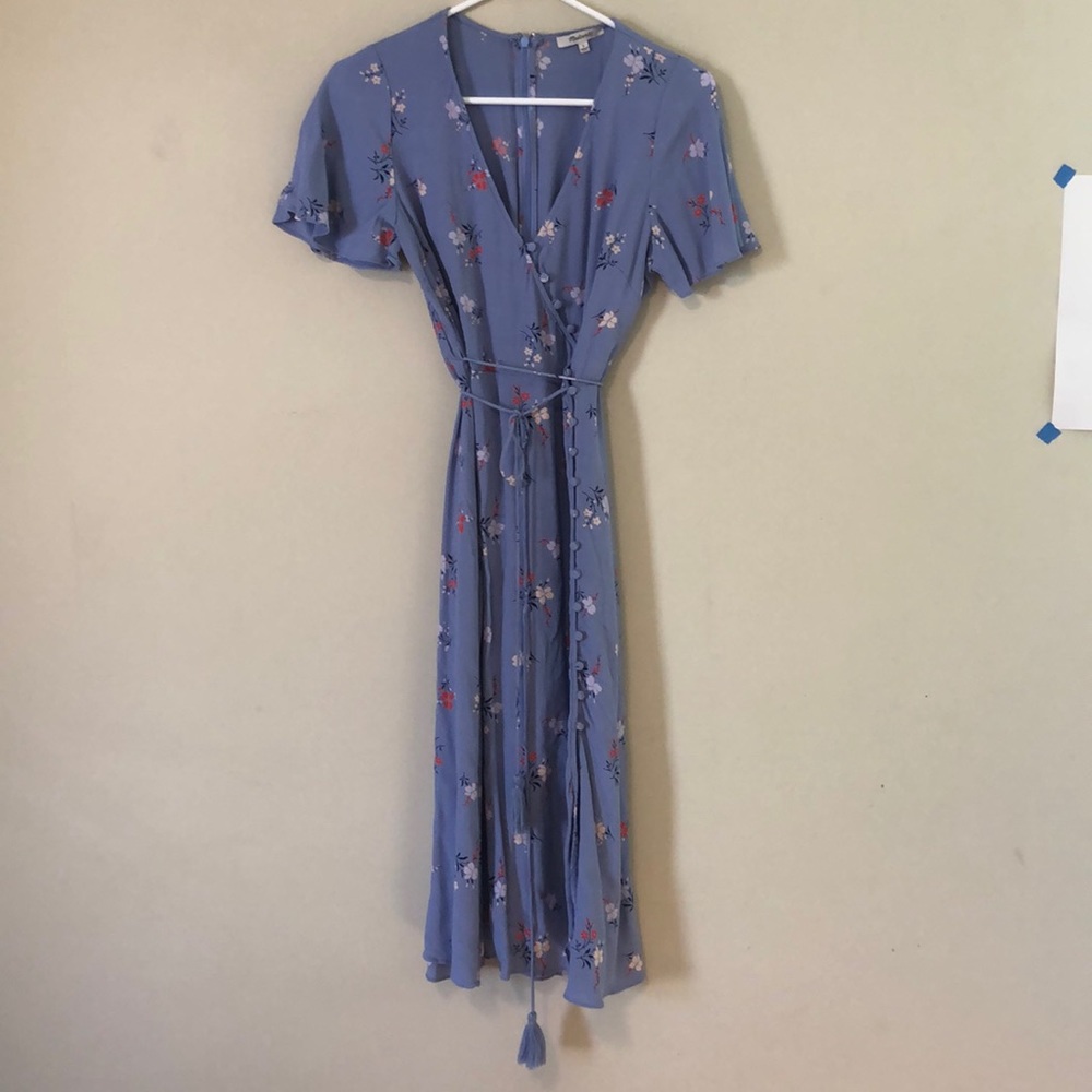 Madewell floral tie waist midi dress